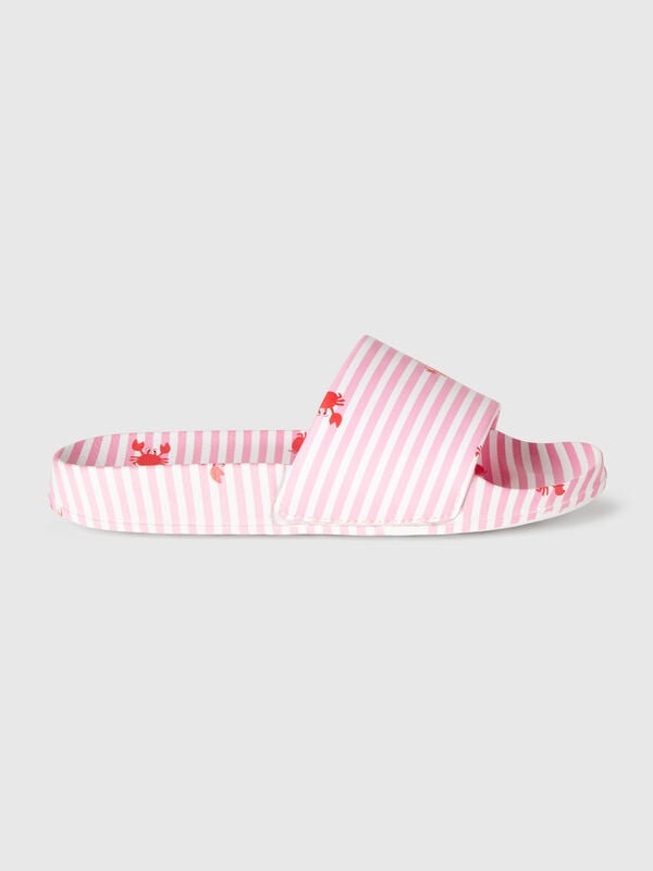 Chaussons rayés roses avec crabes Garçon