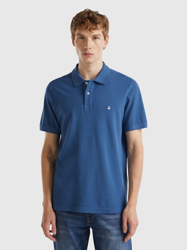 Polo bleu avio coupe droite Homme