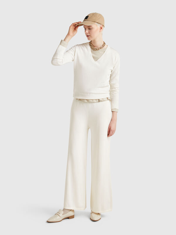 Pantalon large en maille Femme