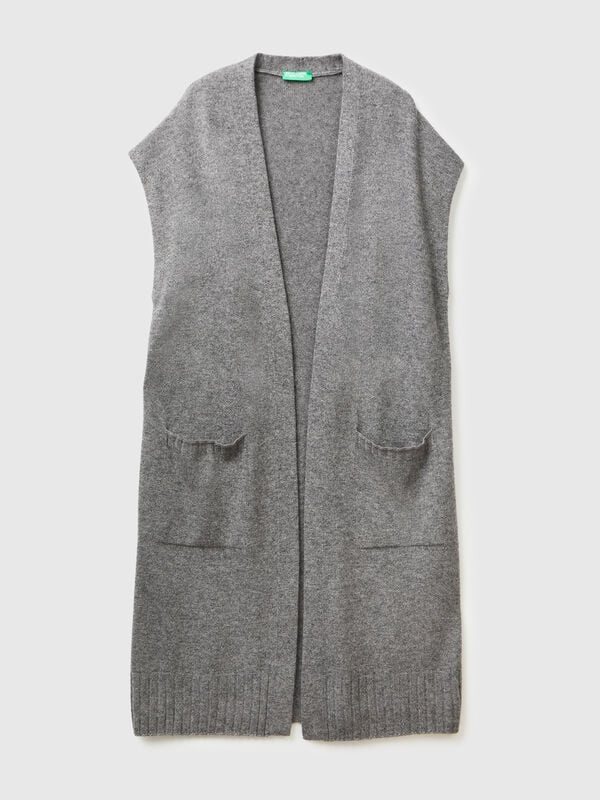 Cardigan long en mélange de cachemire Femme