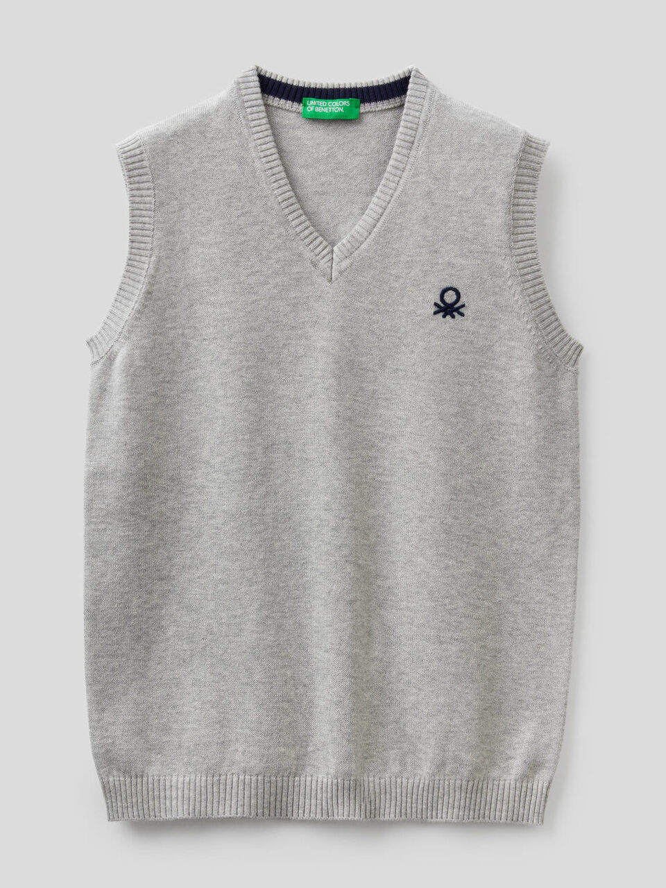 Pull sans manches 100% coton avec col en V image number 1