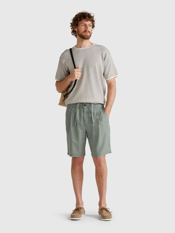 Bermuda avec cordon de serrage en pur lin Homme