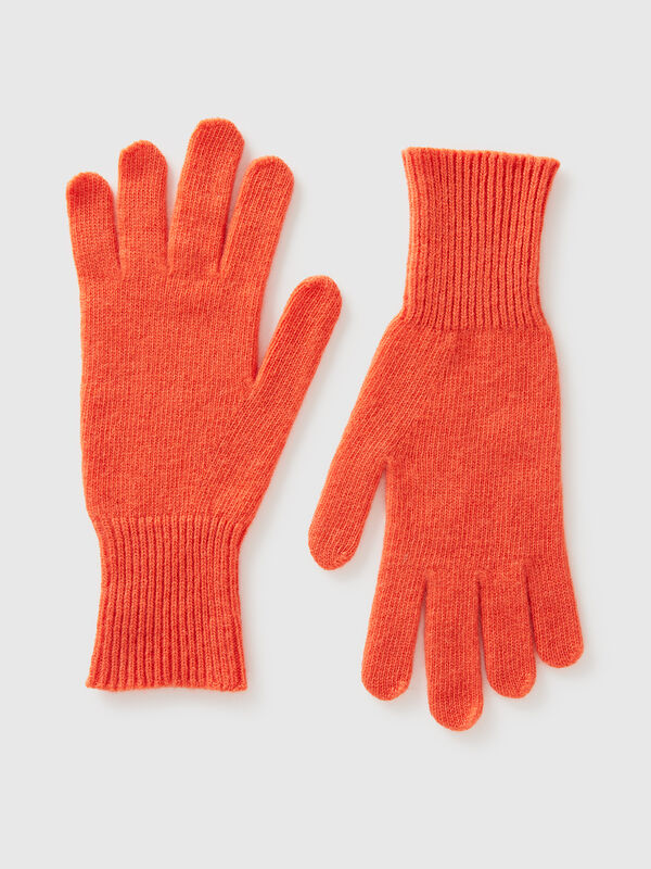 Gants orange en pure laine mérinos Femme