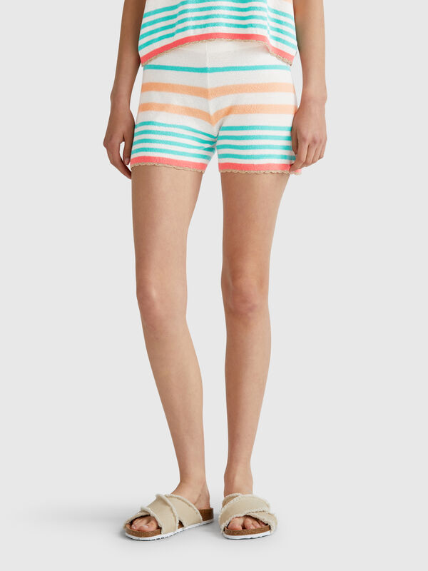 Short en maille rayée Femme
