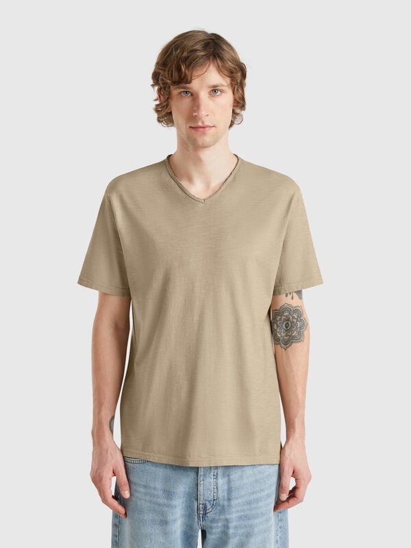 T-shirt 100% coton avec col V Homme