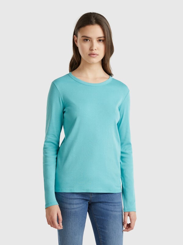 T-shirt à manches longues en pur coton Femme