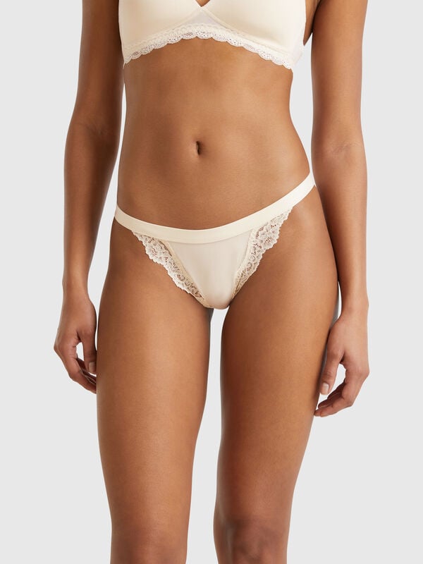 Slip avec empiècements en dentelle Femme