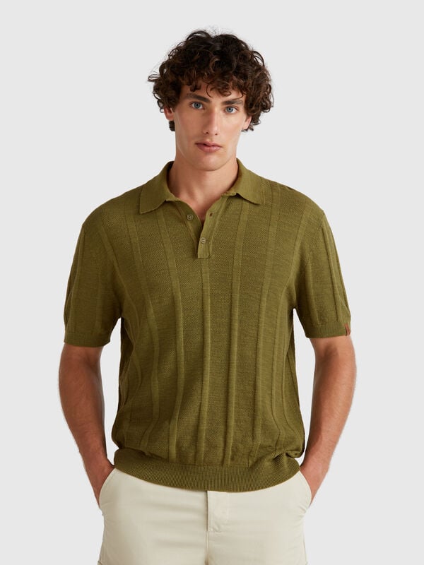 Polo en maille de lin mélangé Homme