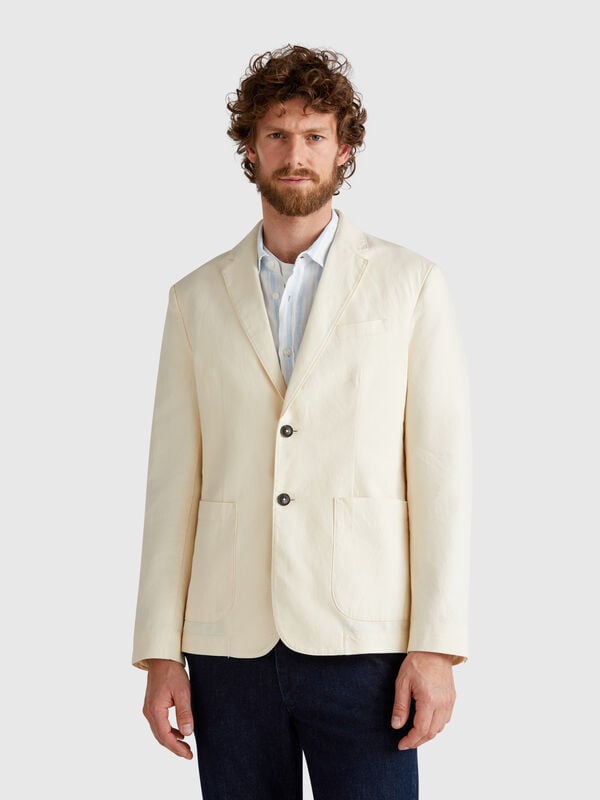 Blazer coupe slim en lin mélangé Homme
