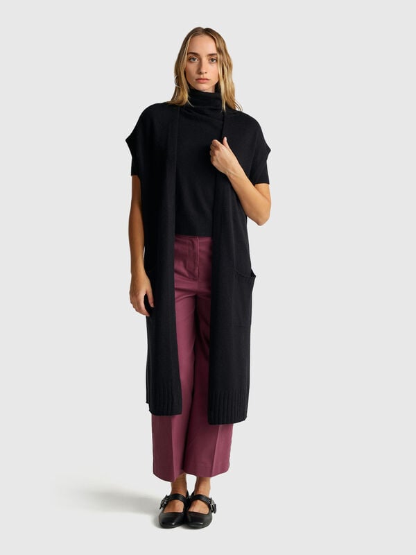 Cardigan long en mélange de cachemire Femme