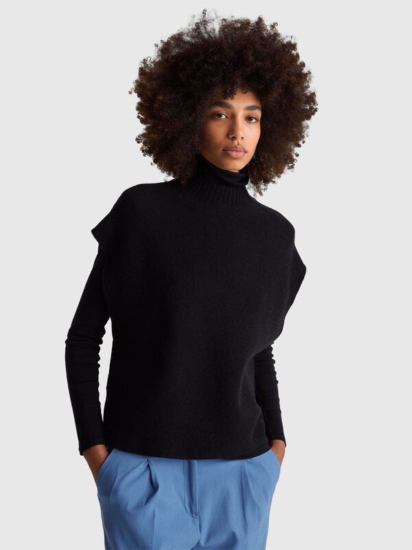 Gilet col roulé en laine mélangée Femme