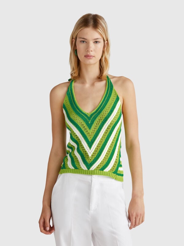 Haut rayé au crochet Femme