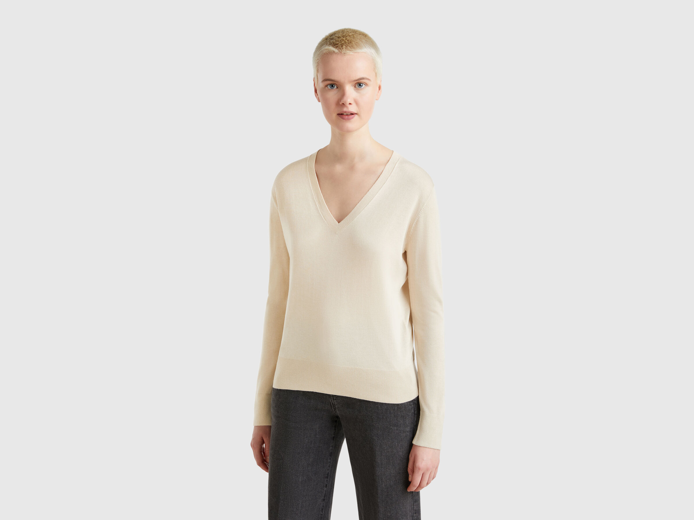 V NECK SWEATER L/S Femme image number 0
