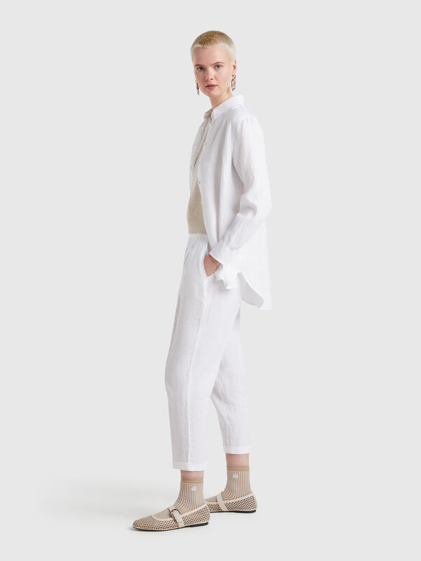 Pantalon court en 100% lin Femme