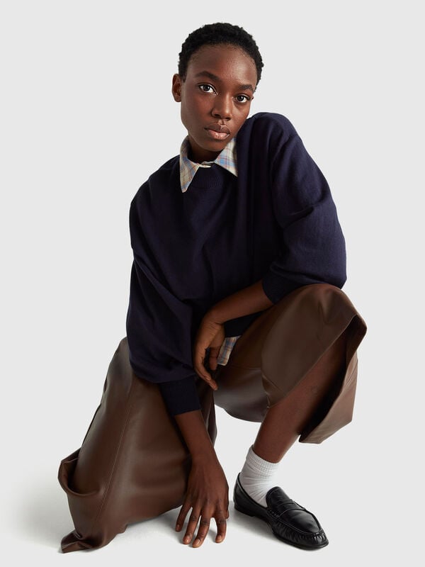 Pull court à col roulé Femme