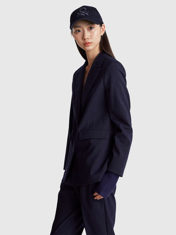 Blazer en viscose mélangée à rayures Femme