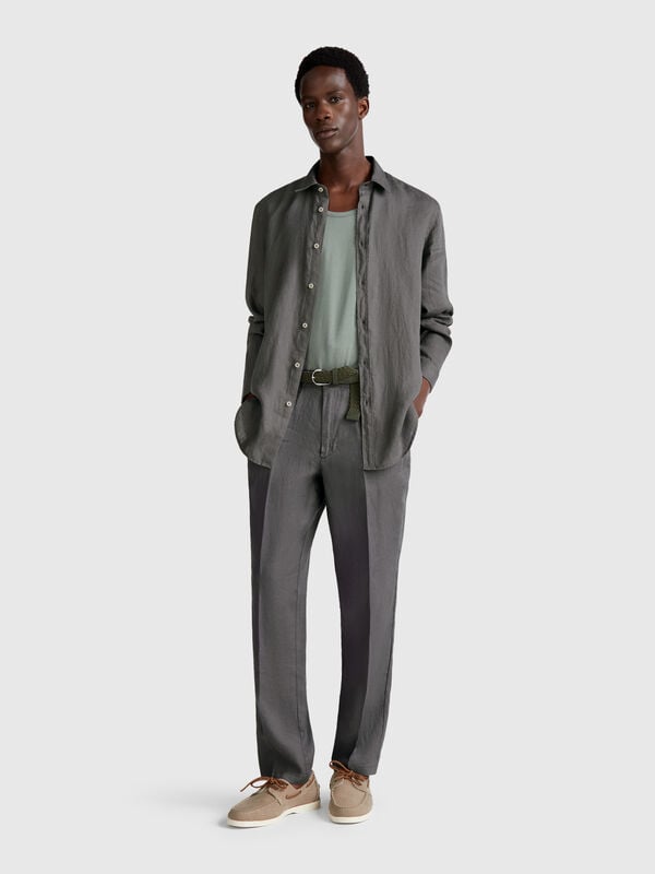 Chino en pur lin Homme