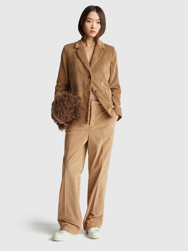 Pantalon large en velours Femme
