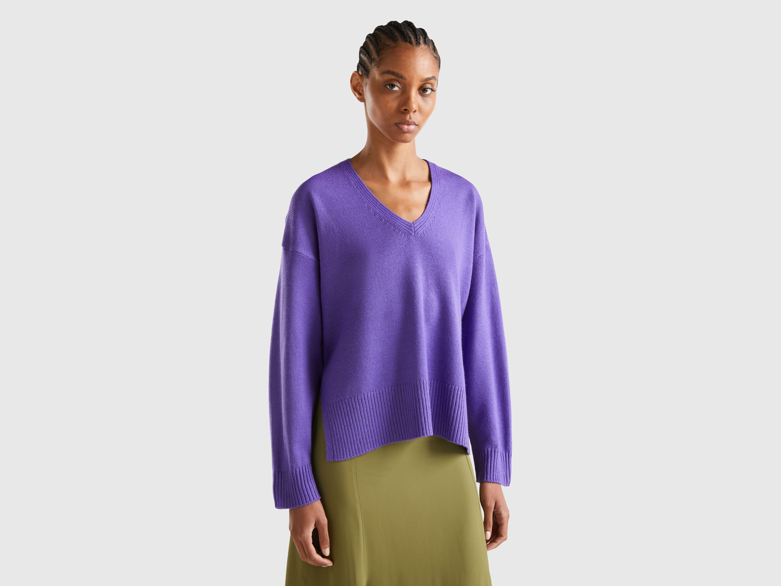 Benetton pull femme col v sales