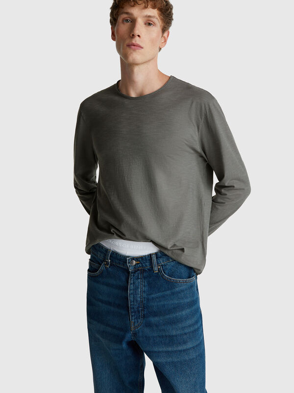 T-shirt à manches longues 100 % coton Homme