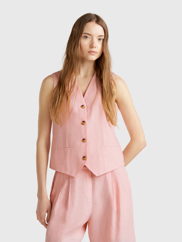 Gilet pur lin Femme