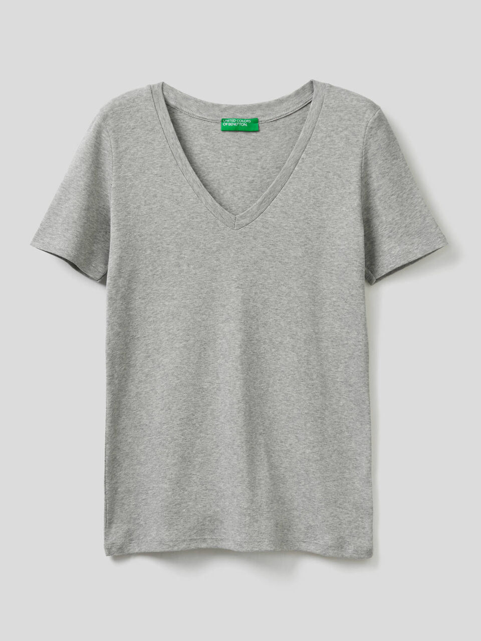 T-shirt en pur coton avec col en V image number 1