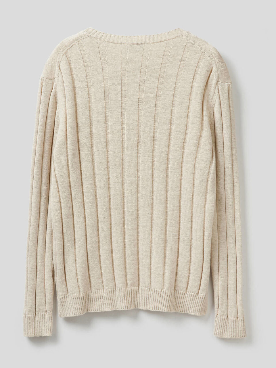Pull à côtes en mélange de coton et lin image number 2
