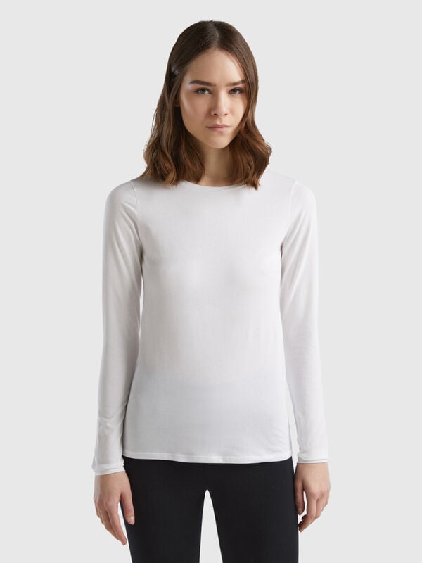 T-shirt à manches longues en coton bio super stretch Femme