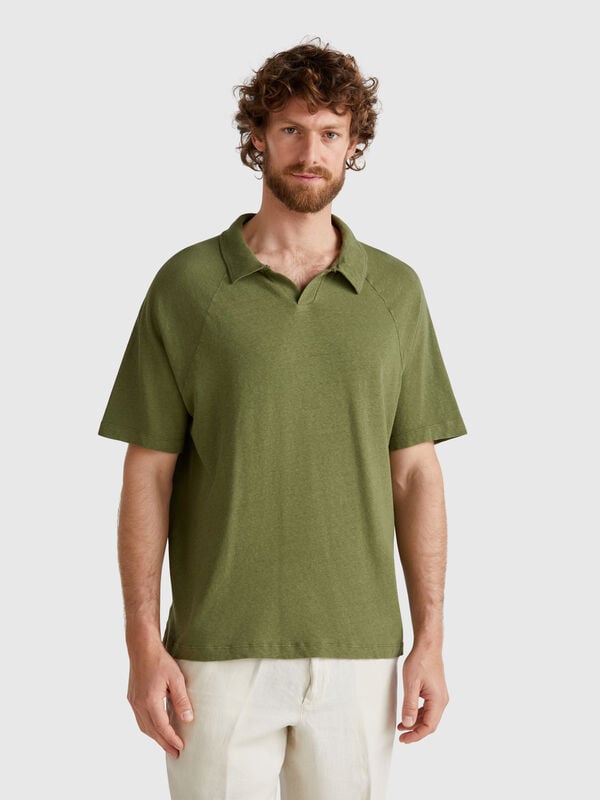 Polo en lin mélangé Homme