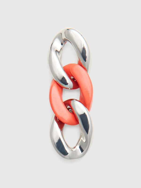 Boucles d'oreilles pendantes avec chaîne argentée et rose Femme