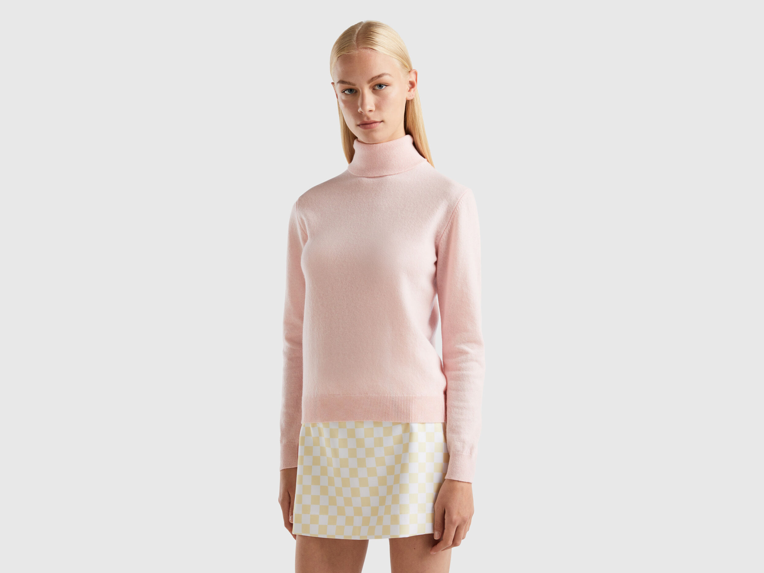 Col roulé rose pale discount