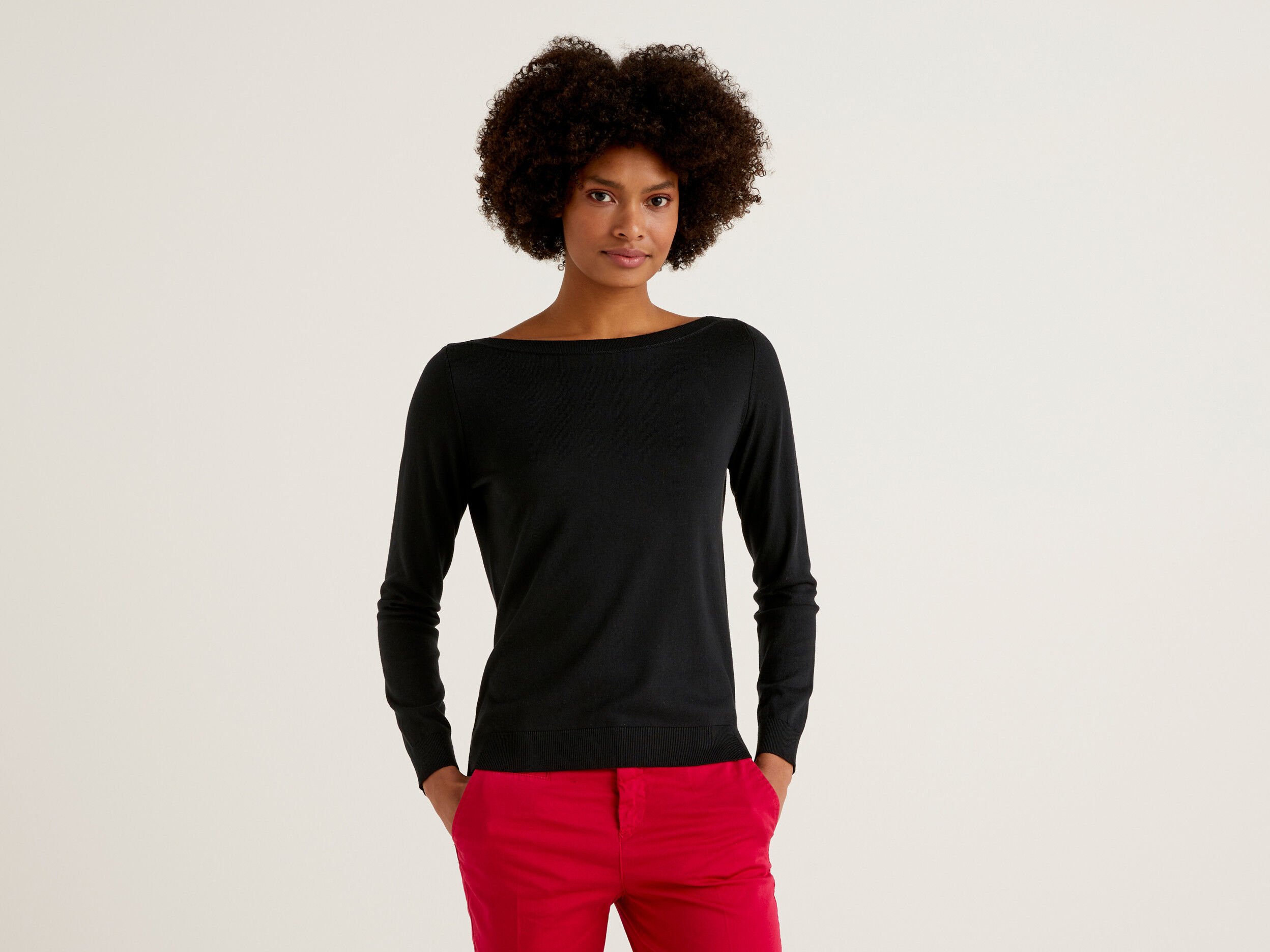 Boat neck black jumper store