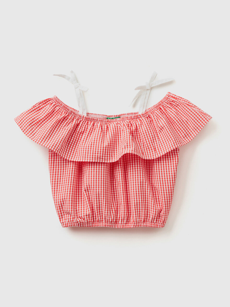 Crop top à détails ruchés et carreaux Vichy