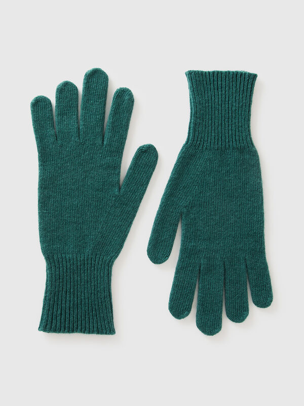 Gants verts en pure laine mérinos Femme