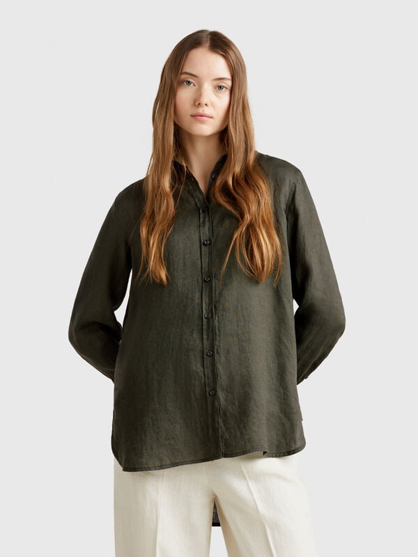 Chemise longue en pur lin Femme
