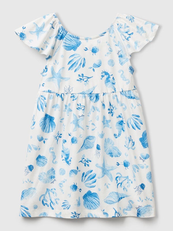 Robe blanche à coquillages bleus Filles