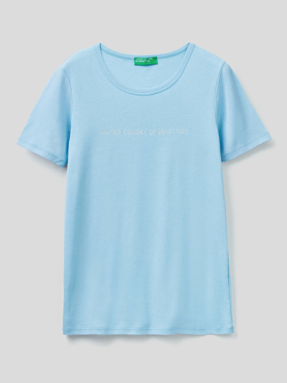T-shirt 100% coton avec logo imprimé pailleté image number 1