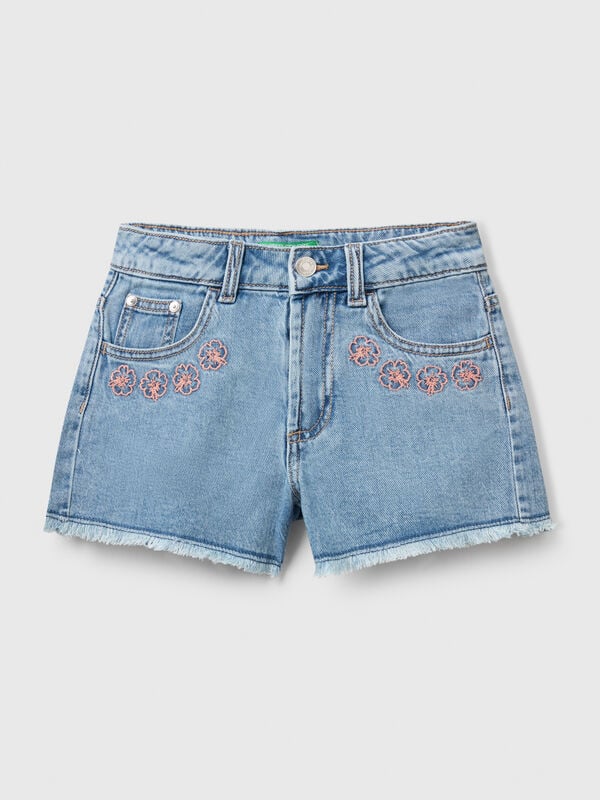 Short en jean avec broderie florale Filles