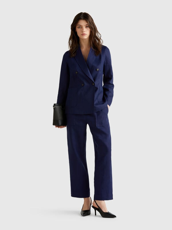 Pantalon pur lin avec élastique Femme
