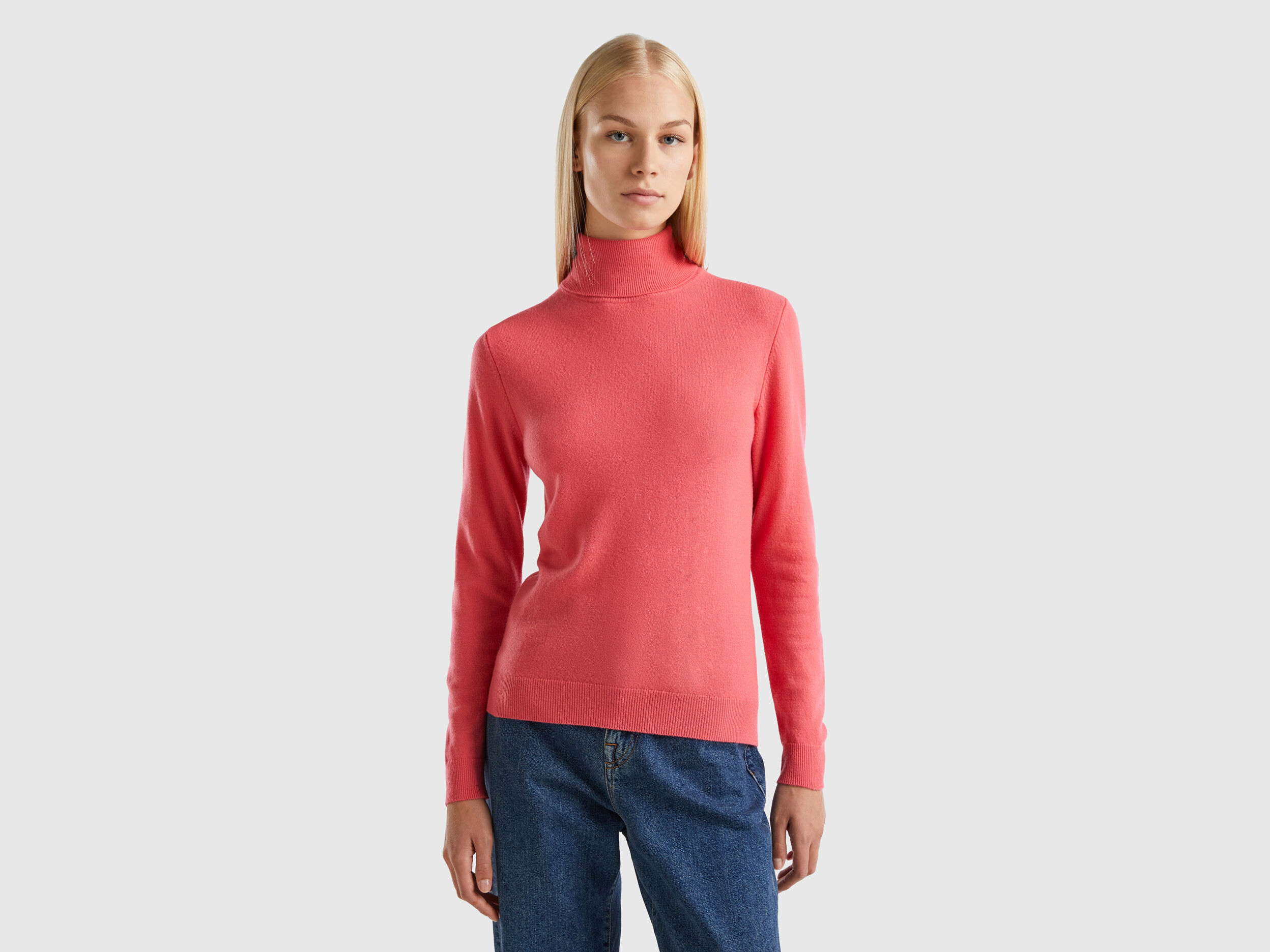 Pull col deals roulé benetton femme