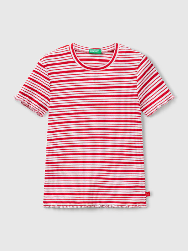 T-shirt rayé en coton stretch Filles