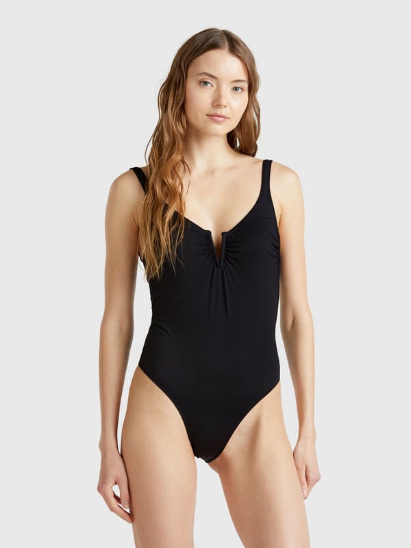 Maillot de bain une pièce détail V Femme