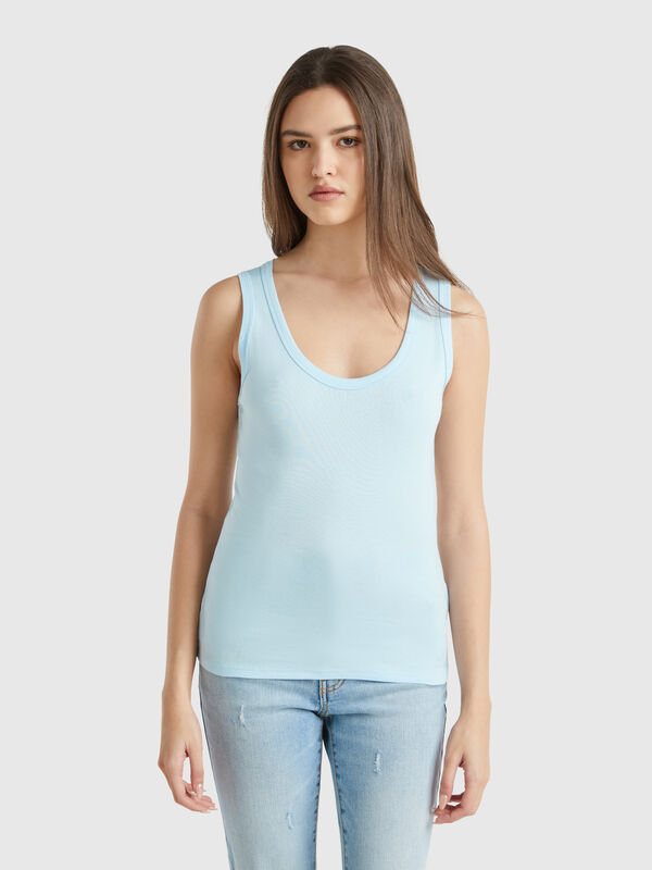 Débardeur bleu clair en pur coton Femme