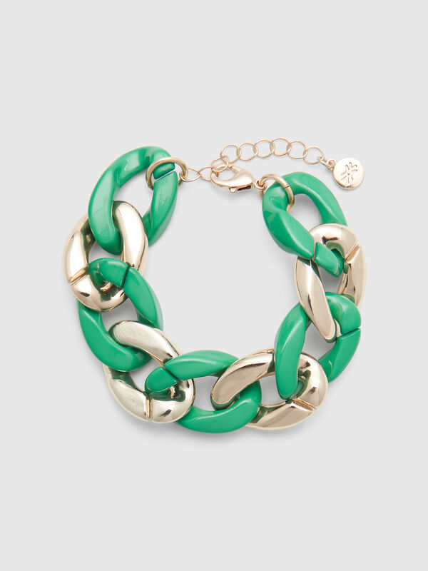Bracelet chaîne dorée et verte Femme