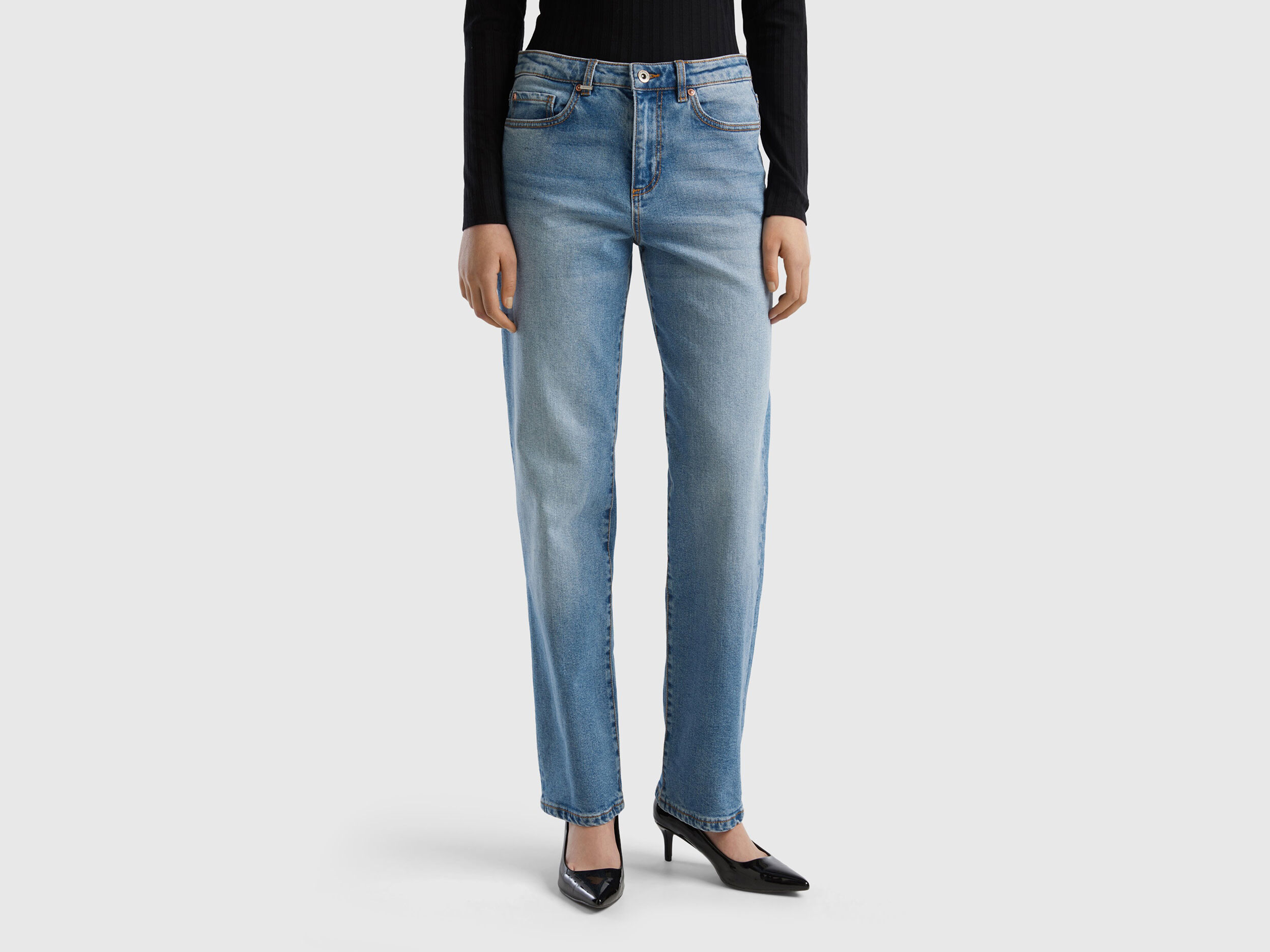 Jeans droit Bleu Clair Benetton