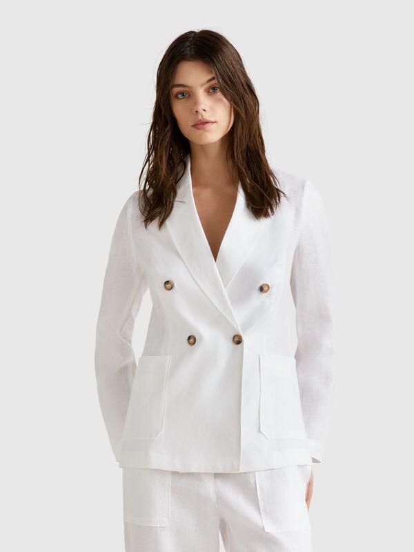 Veste croisée en pur lin Femme