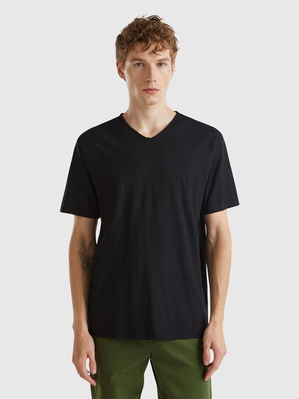 T-shirt 100% coton avec col V Homme