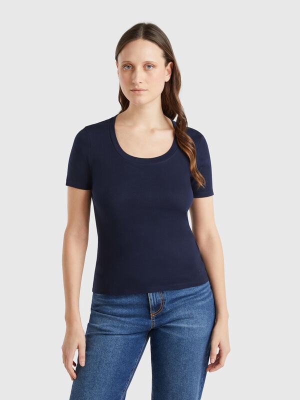 T-shirt à manches courtes en coton à fibres longues Femme