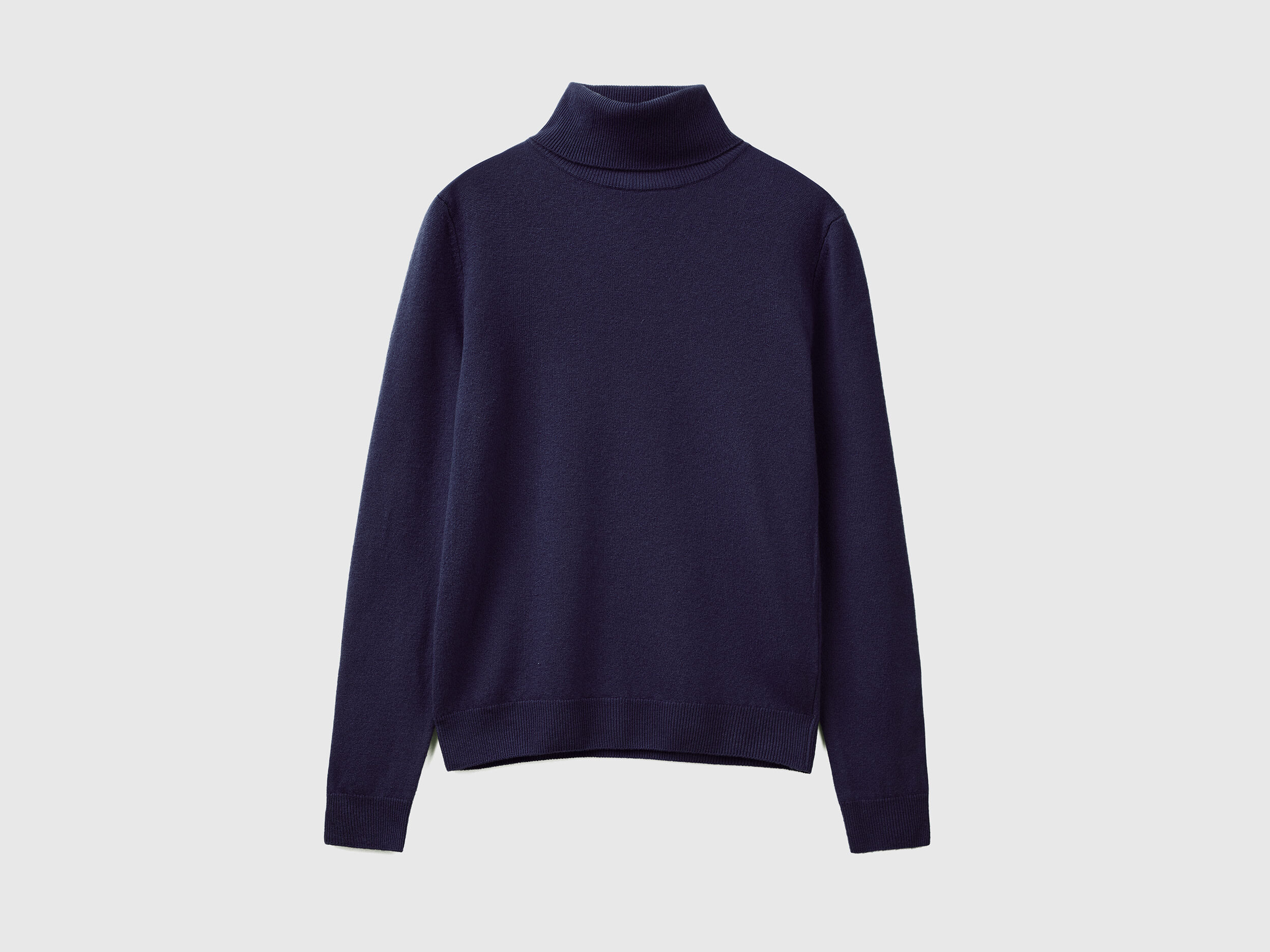 Pull chaud bleu fonc col roul en pure laine M rinos Bleu