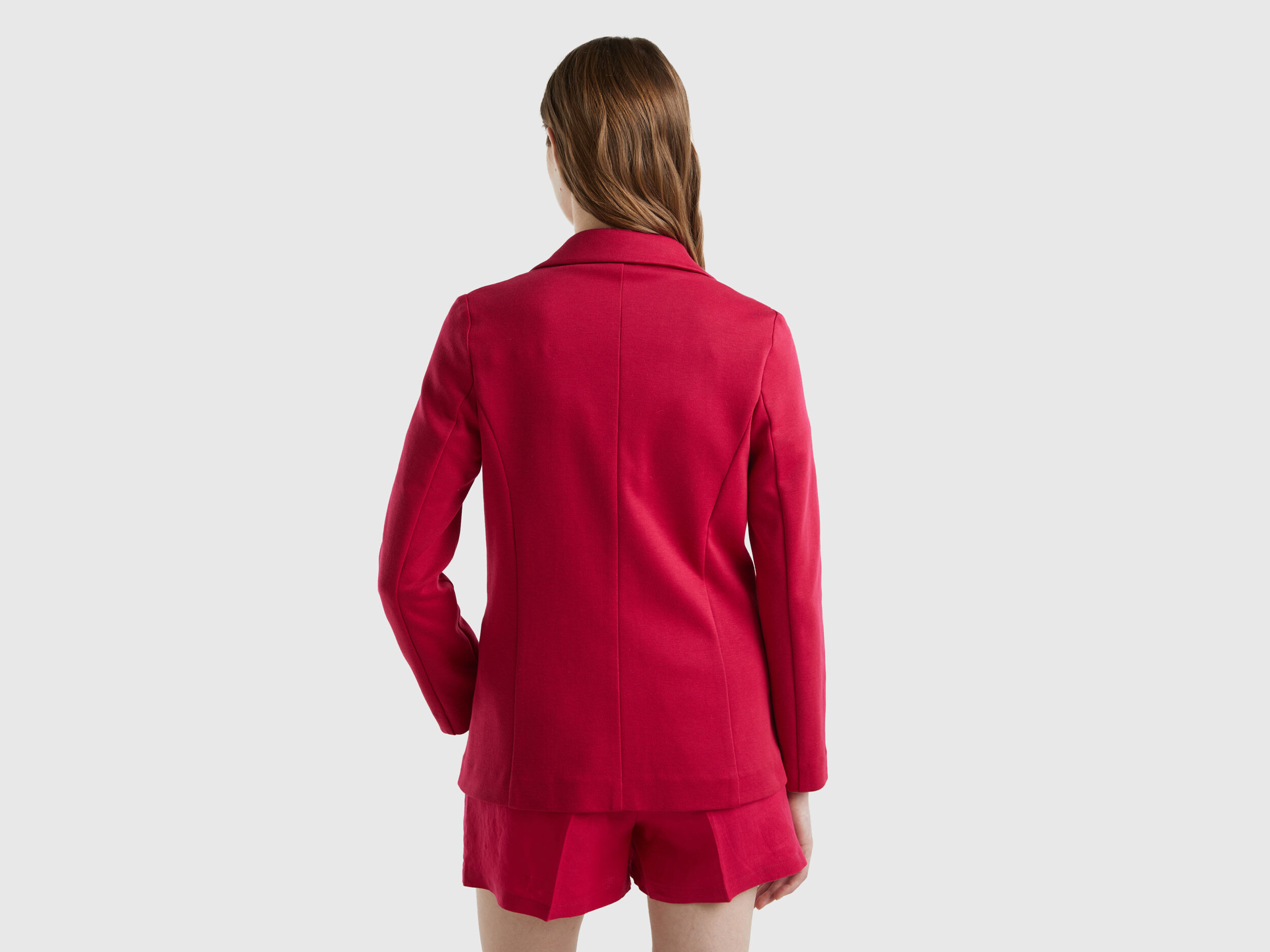 Blazer cintr en coton m lang Cyclamen Benetton